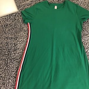 Green stripped dress
